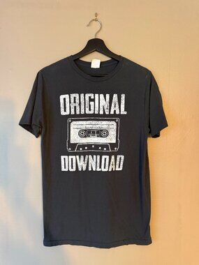 Bay Island Sportswear Original Download Cassette Tape Graphic T-Shirt Black M